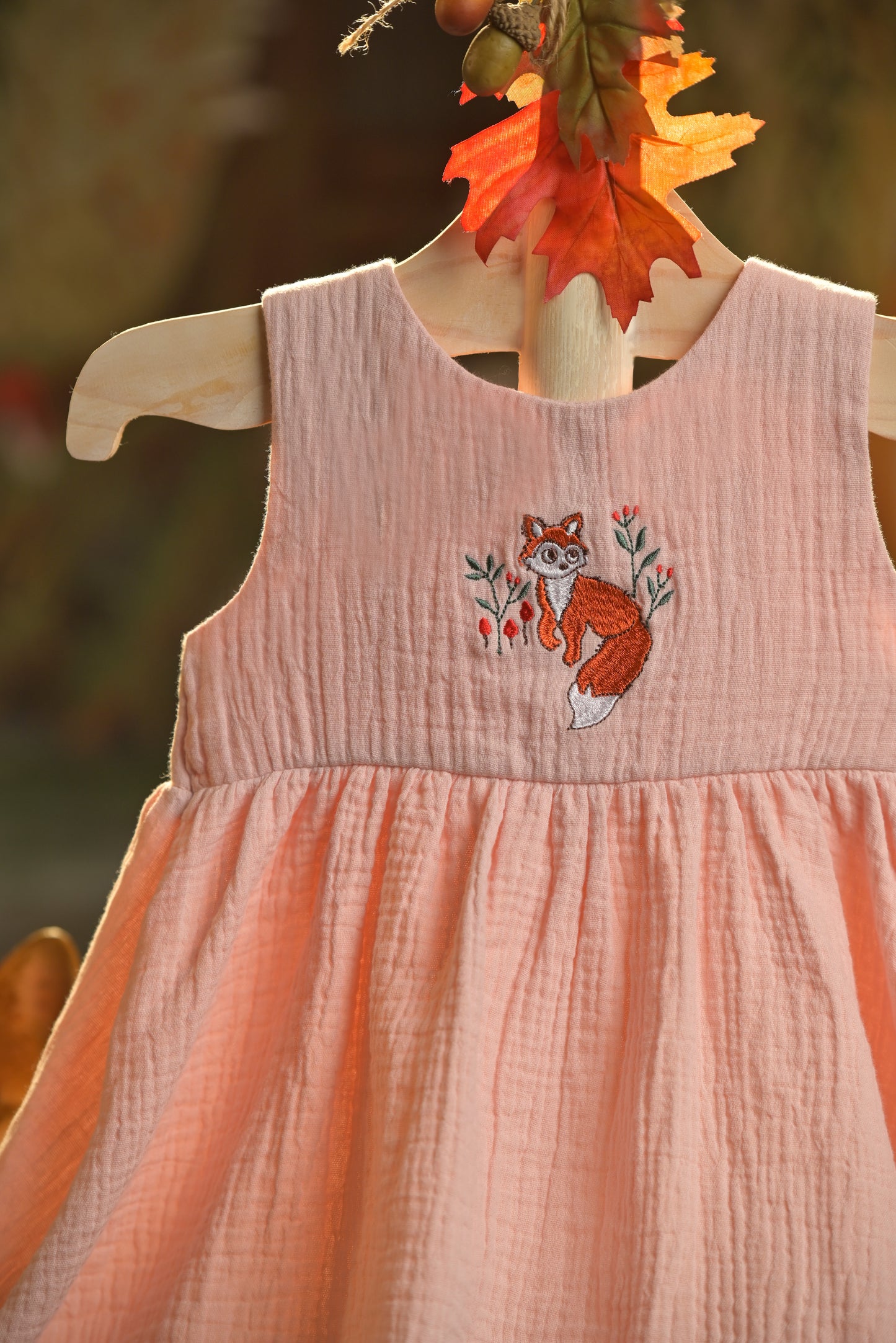 Bamboo Cotton - Forest Vixen Baby Girl Button Up Dress