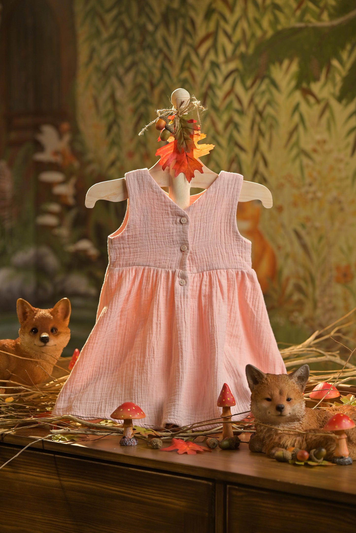 Bamboo Cotton - Forest Vixen Baby Girl Button Up Dress