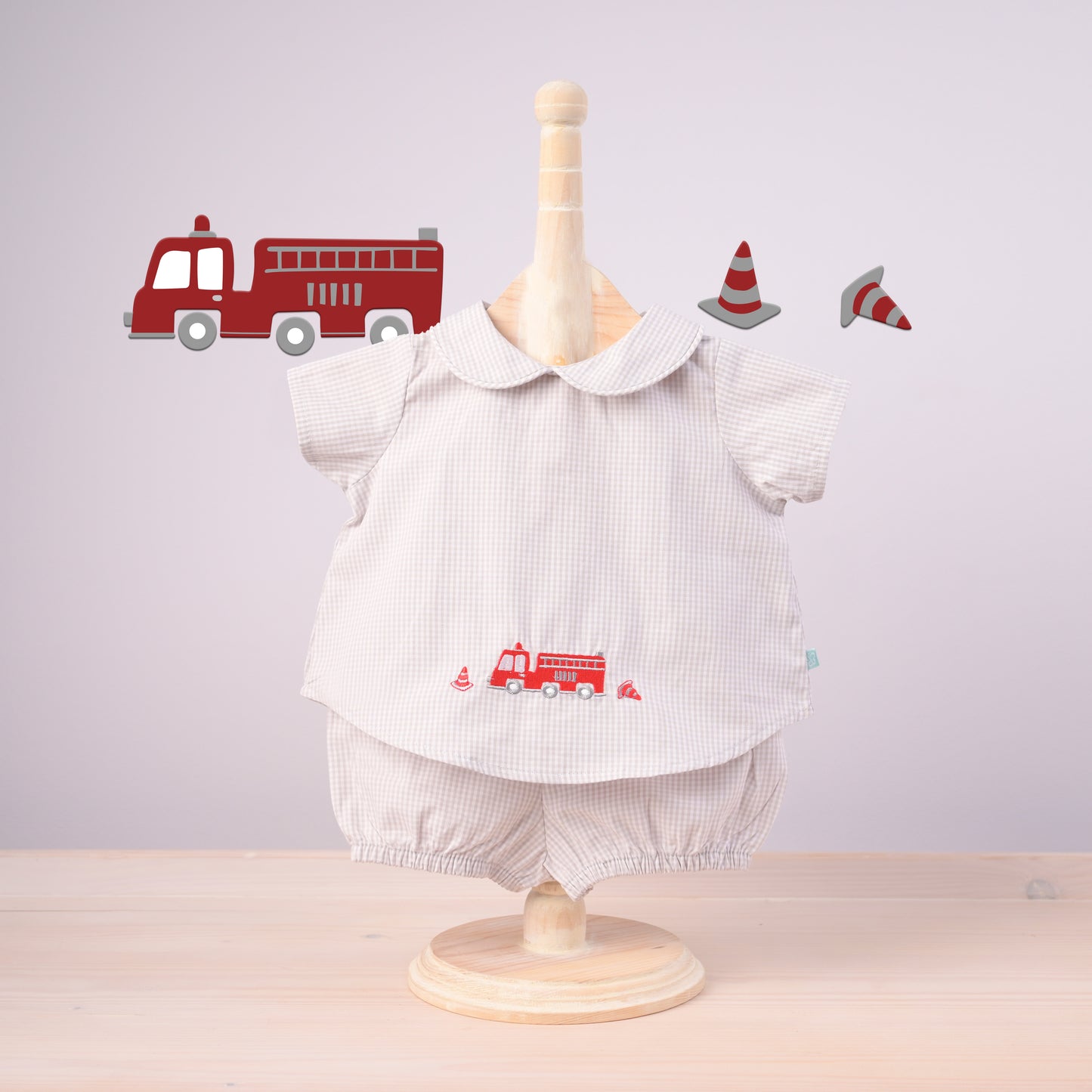 Vehicle - Fire Fighter Newborn Boy Shirt and Shorts Set