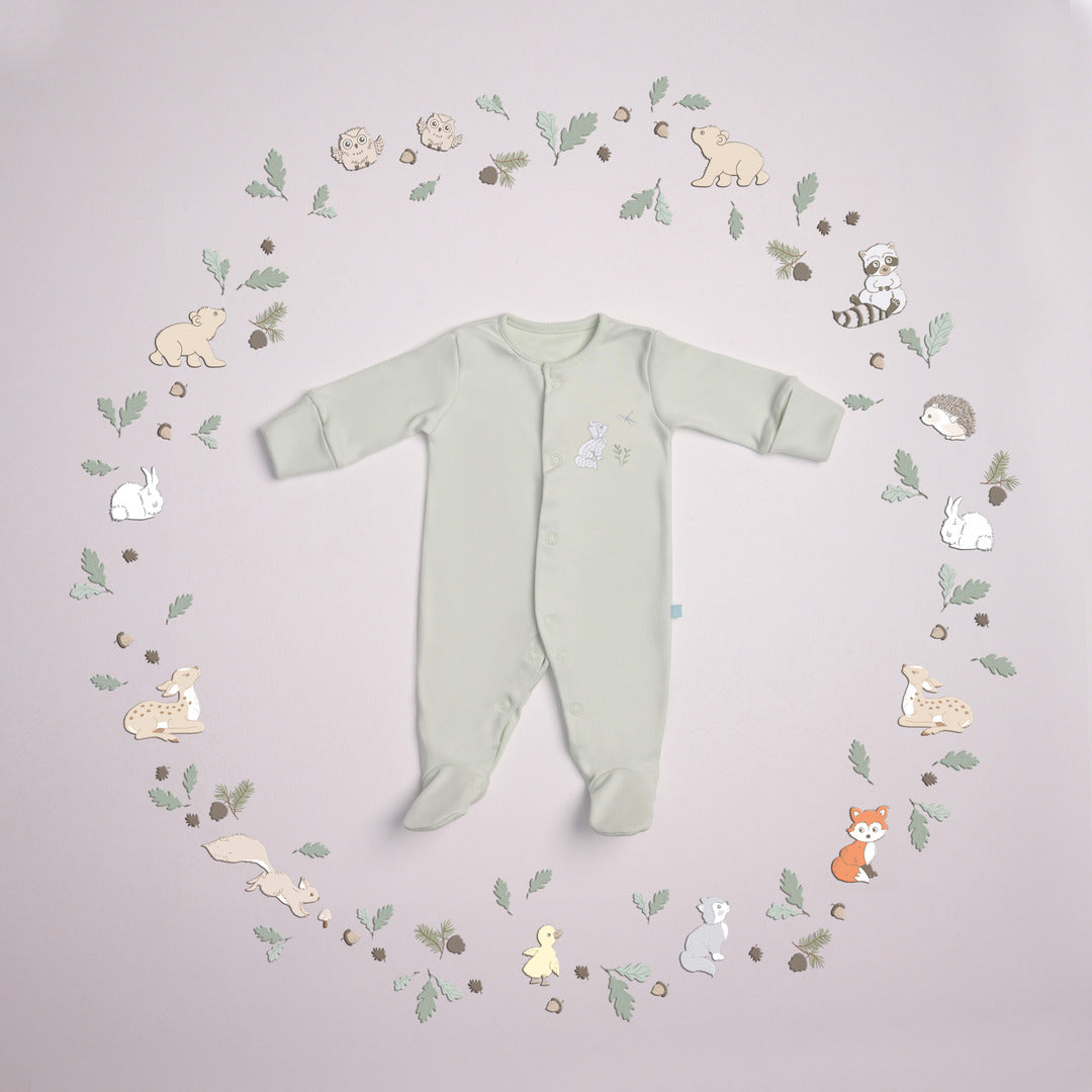 Newborn Sleep Suit - Sage Green Romper