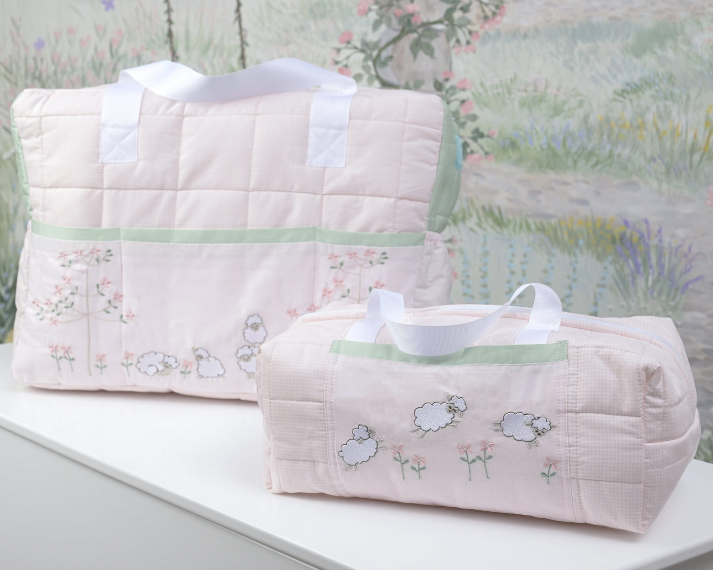 Lambs in Meadow Large Baby Bag
