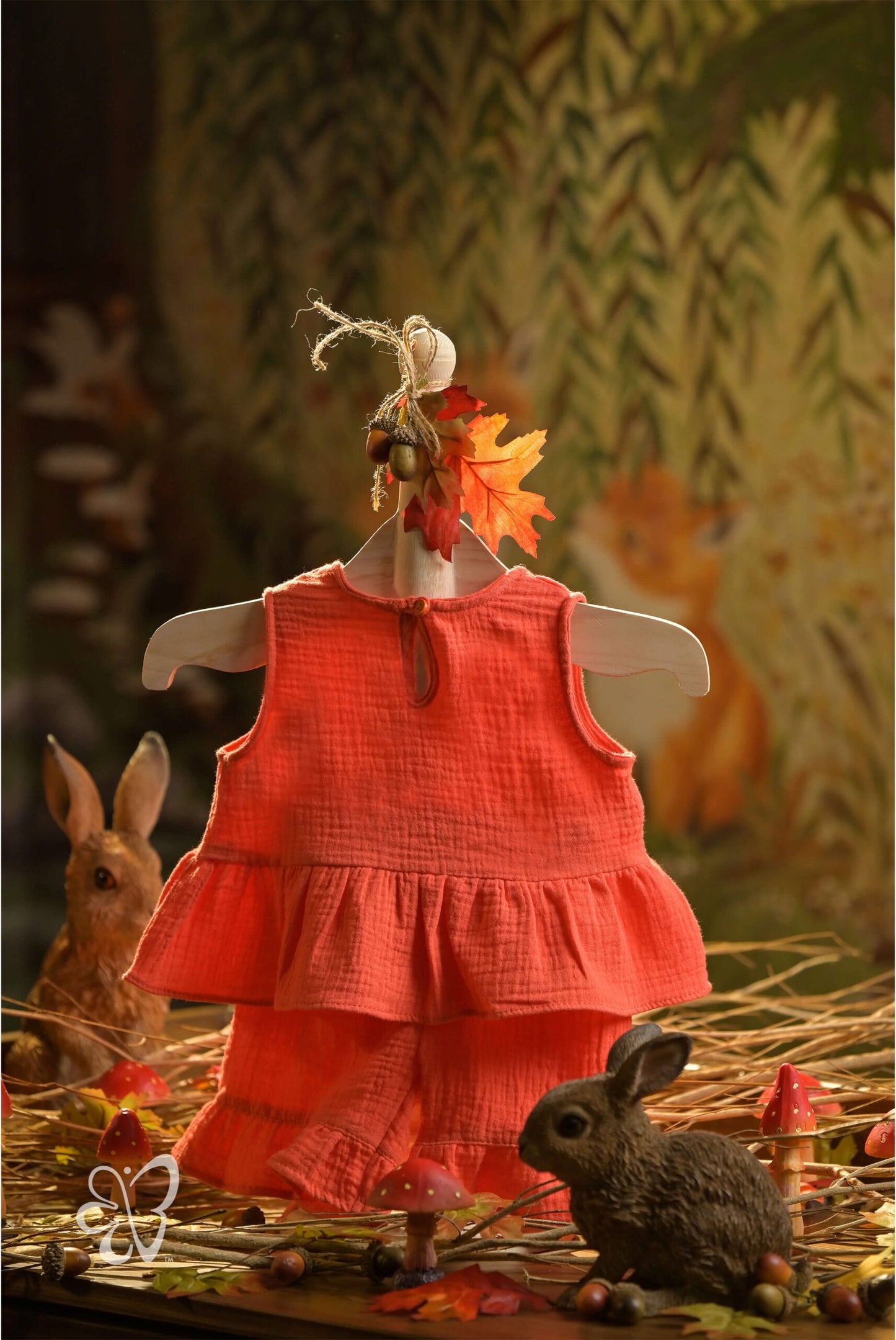 Bamboo Cotton - Pumpkin Paws Girls Top and Shorts Set