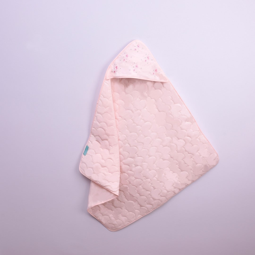 Hooded Quilted Wrap Butterflies Pink