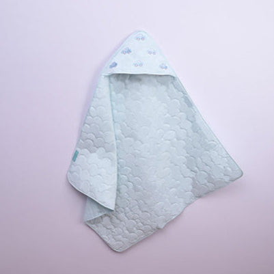 Hooded Quilted Wrap Cars Baby Blue