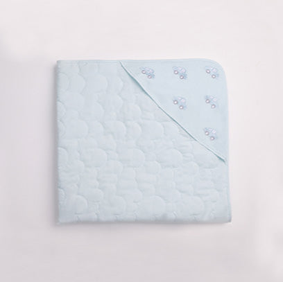 Hooded Quilted Wrap Cars Baby Blue