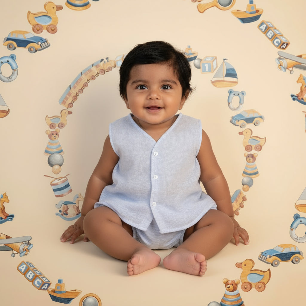 New Born Boy Suit Sleeveless