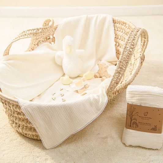 Bamboo Cotton Receiving Blanket-Cream