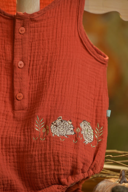 Bamboo Cotton - Hedgie Snuggles Boys Sleeveless Romper Set