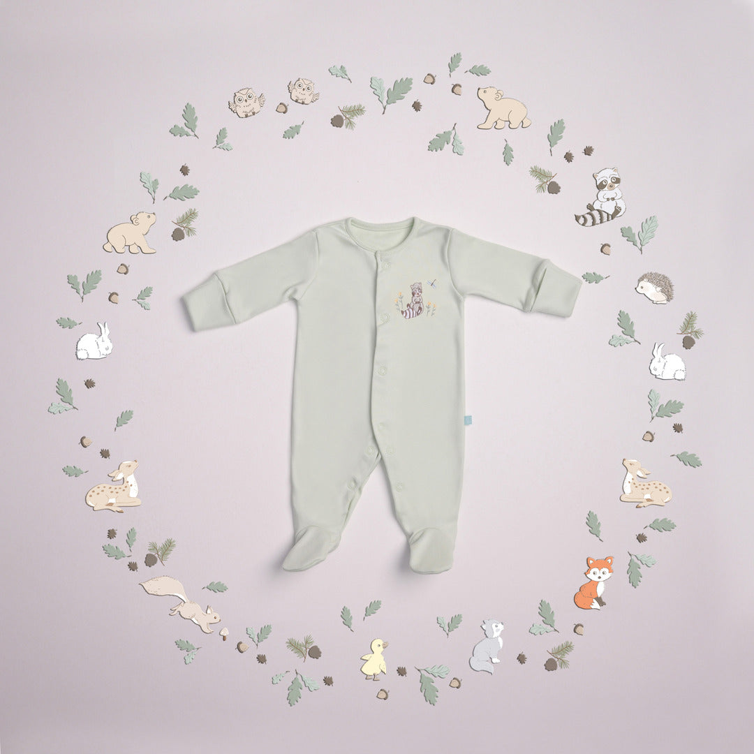 Newborn Sleep Suit - Sage Green Romper