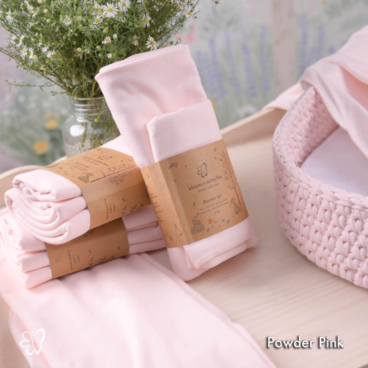 Knitted Receiving Blanket – Powder Pink Dot