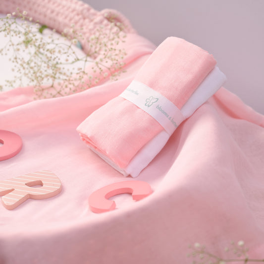 Baby Bath Sheet Rose Pink (Set of 2)