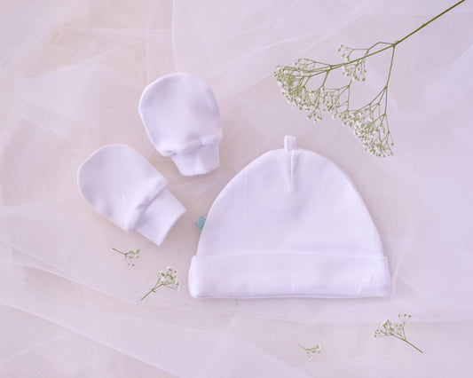 White Beanies & Mittens