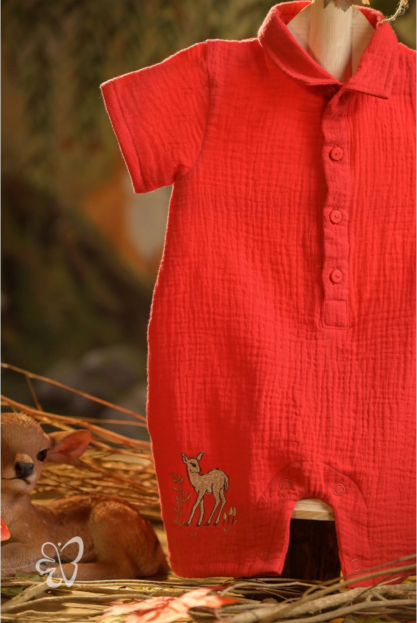 Bamboo Cotton - Woodland Fawn Romper