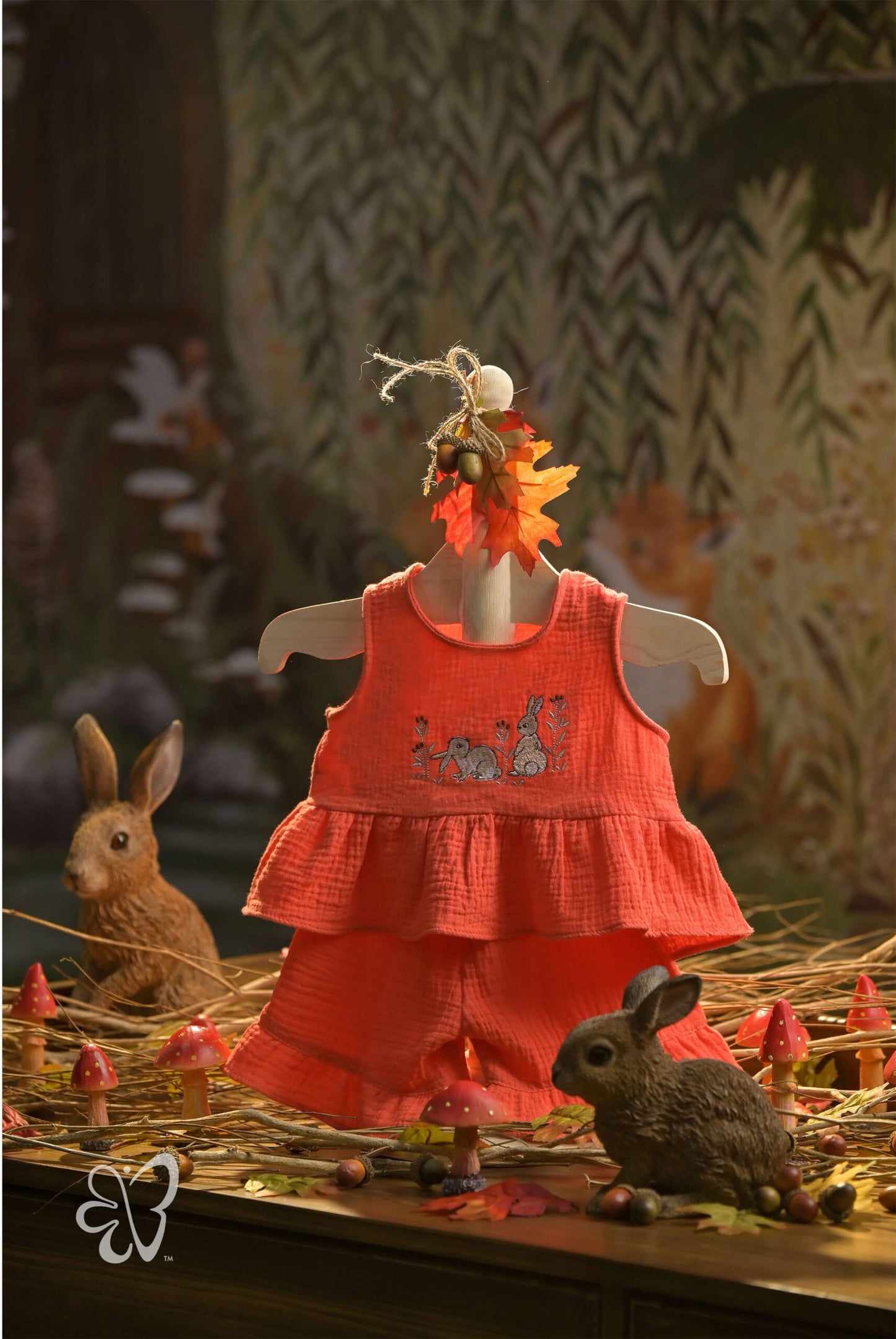 Bamboo Cotton - Pumpkin Paws Girls Top and Shorts Set